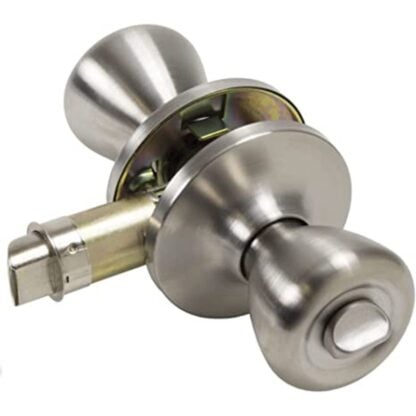 Locking Knob Door Latch Set - Stainless Steel