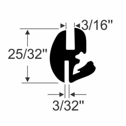 Steele Rubber One-Piece Locking Gasket 25/32" - Per FT