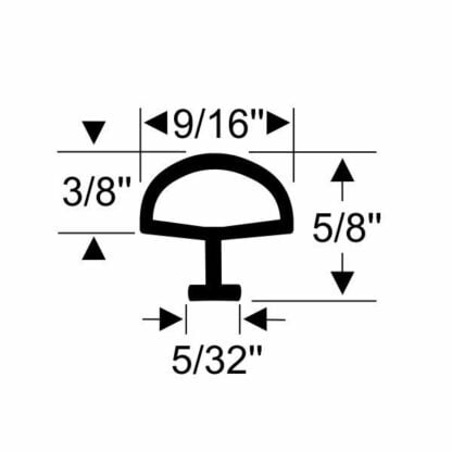 Small Compartment Door/Window Seal - 5/8" (PER FT)