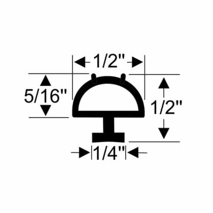 Small Compartment Door/Window Seal - 1/2" (PER FT)