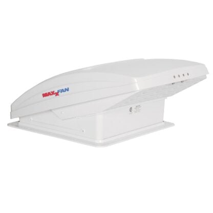 MaxxFan Deluxe Roof Vent w/ 12V Fan - Manual Lift - 4 Speed - White