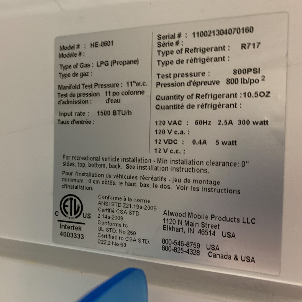 Used Atwood 6CuFt Helium Refrigerator Edmonton RV Service