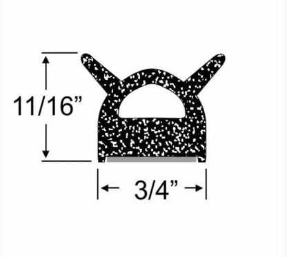 Large Hallow Half Round with Tabs; Seal with adhesive 11/16 X 3/4