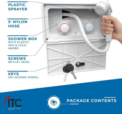 ITC Fontana Exterior Shower Box Kit Faucet with Shower Head - White - Image 4