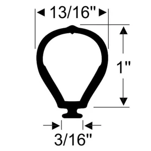 1" Bulb Seal - per ft (Black)