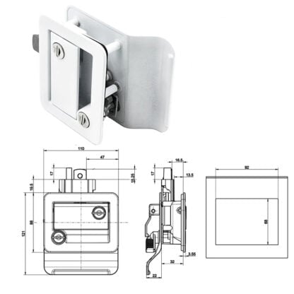 EDMONTON RV Travel Trailer Door Latch – White - Image 3