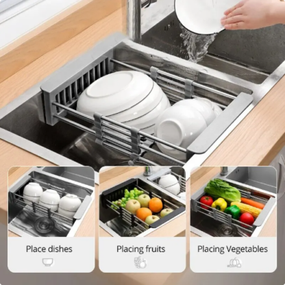 Stainless Steel Retractable Kitchen Sink Drain Basket - Image 2