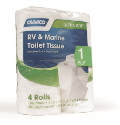 CAMCO 40276 - TST 1 PLY TOILET TISSUE - 4 ROLLS, 280 SHEETS