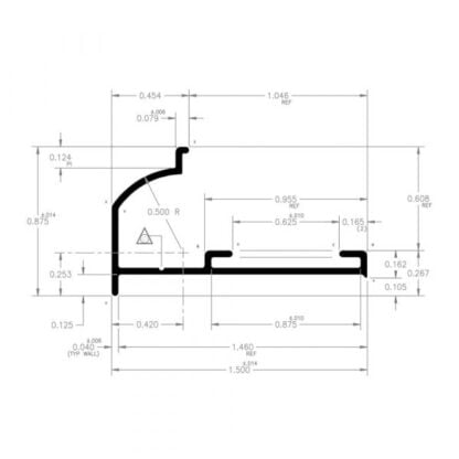 Gutter Rail Insert, 1-1/2″ x 7/8″ x 16′, Black - Image 2