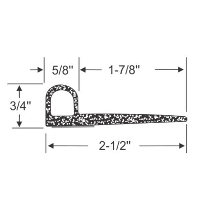 2-1/2″ Peel-N-Stick “P” Profile Wiper – 60ft Roll