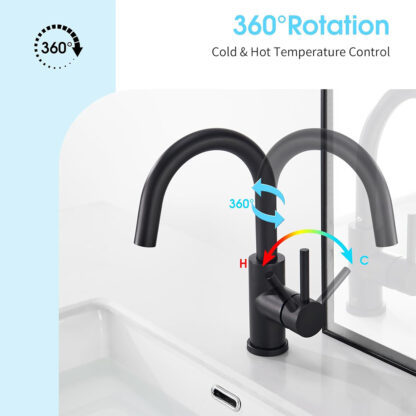 Single Lever Kitchen Faucet - Matte Black - Image 2