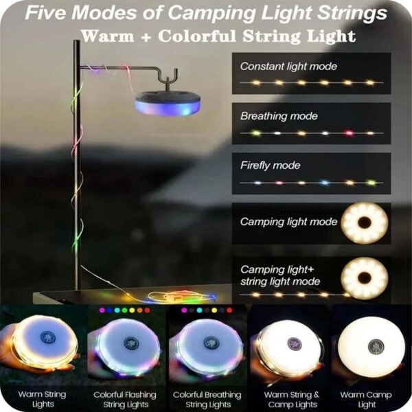 4 in 1 Multi-Function Camping Lantern, Retractable Camping String Lights - Image 3