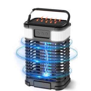 Solar Mosquito Bug Zapper Cordless & Rechargable with LED Light - Black