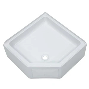 Lippert Corner RV Shower Pan with Center Drain - 27" x 27" White