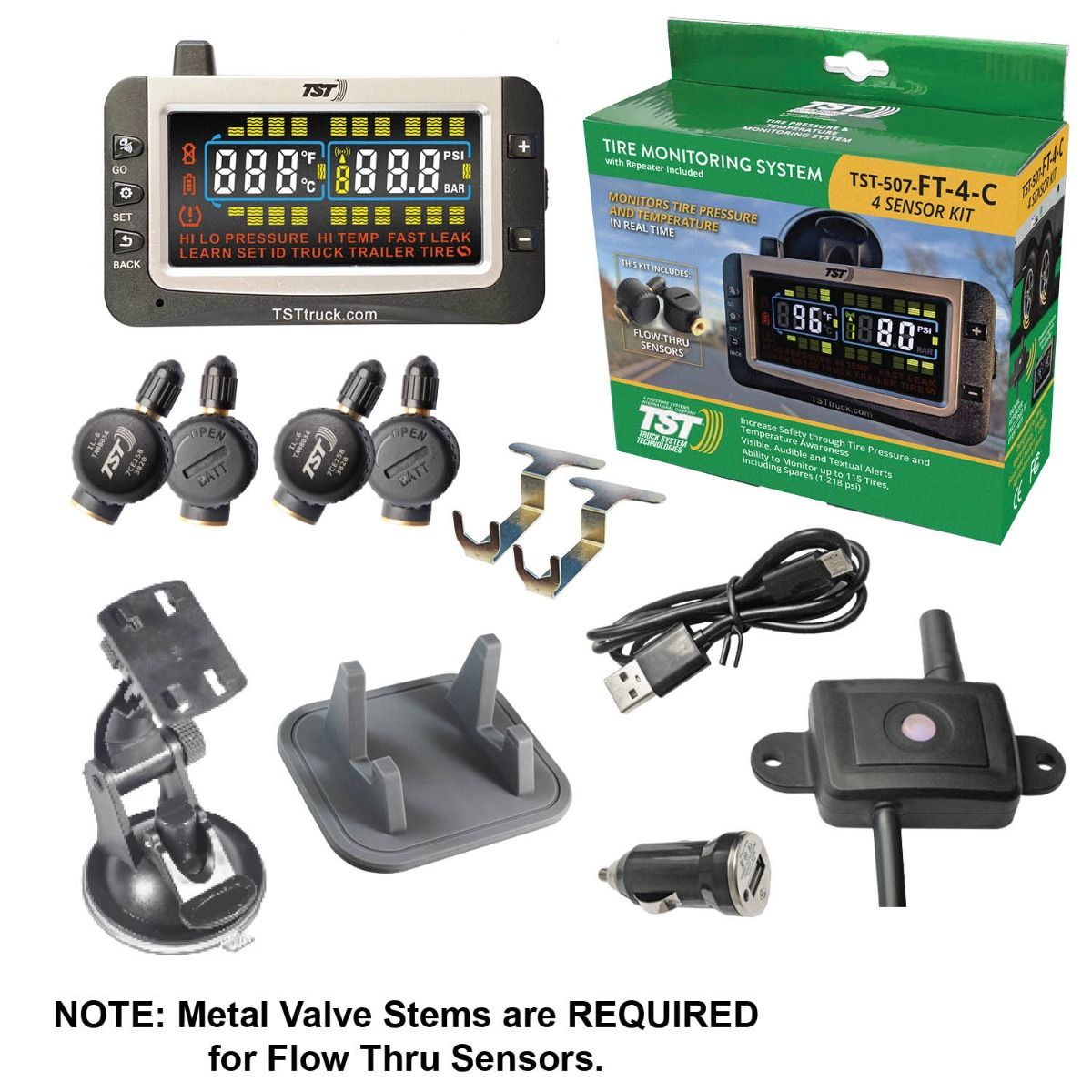 TST 507 Series 4 Flow Thru Sensor TPMS System Color Display and Repeater