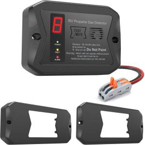 EDMONTON RV 12V Propane Alarm with Adapter Kit - Black