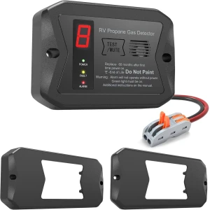 EDMONTON RV 12V Propane Alarm with Adapter Kit - Black