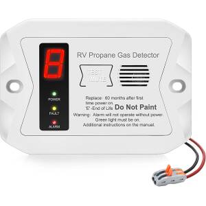 EDMONTON RV 12V Propane Alarm with Adapter Kit - White