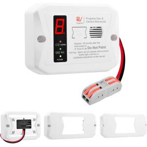 EDMONTON RV 12V Propane & CO Alarm with Adapter Kit - White