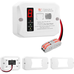 EDMONTON RV 12V Propane & CO Alarm with Adapter Kit - White