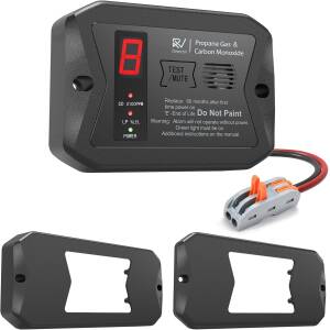 EDMONTON RV 12V Propane & CO Alarm with Adapter Kit - Black