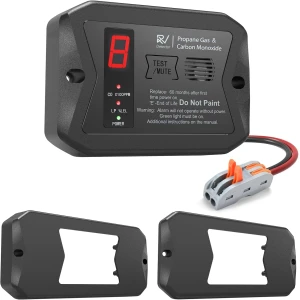 EDMONTON RV 12V Propane & CO Alarm with Adapter Kit - Black