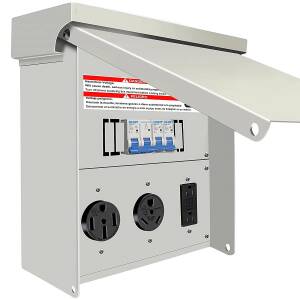 RV Power Pedestal 50A/30A/20A with Cover & Breakers