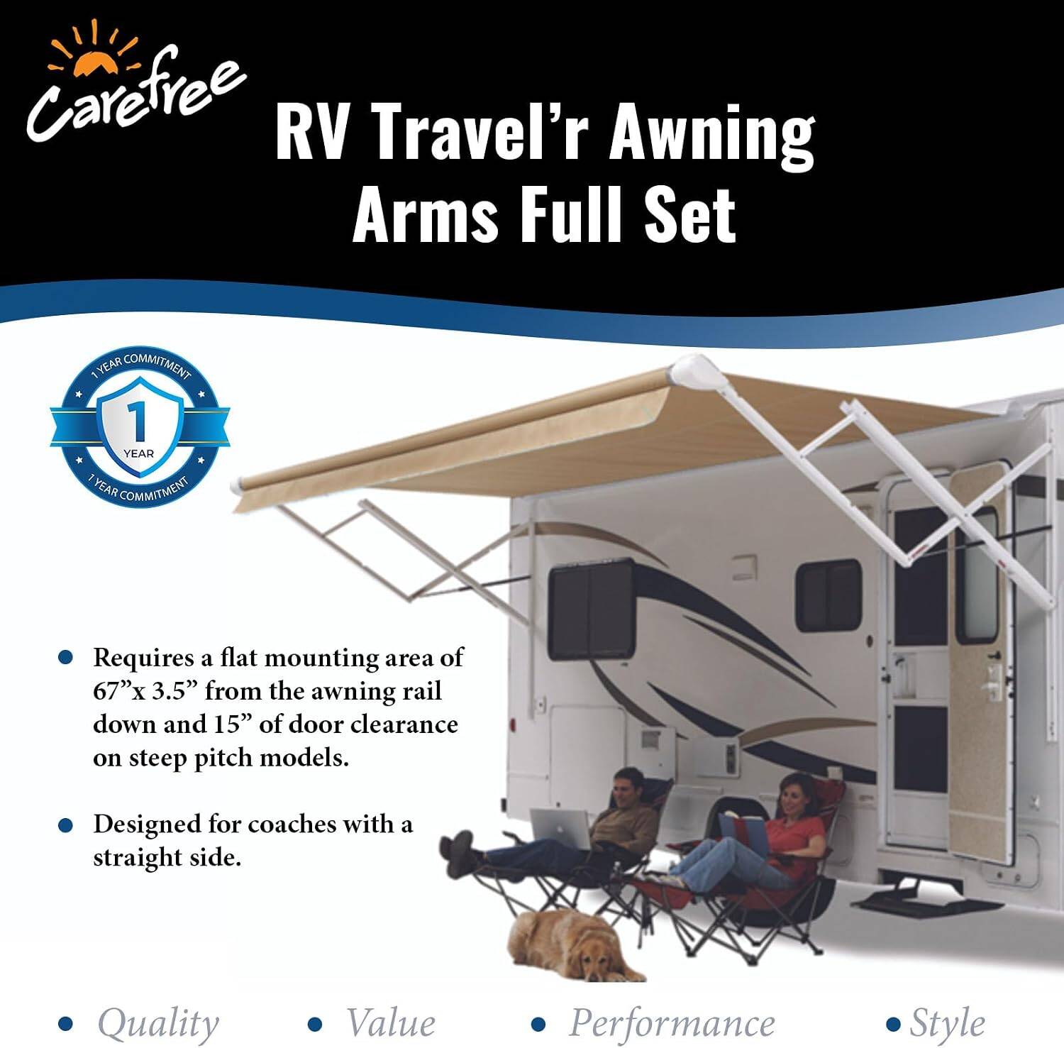 Carefree Travel'r Adjustable Pitch RV Awning Hardware Set - Black - Image 7