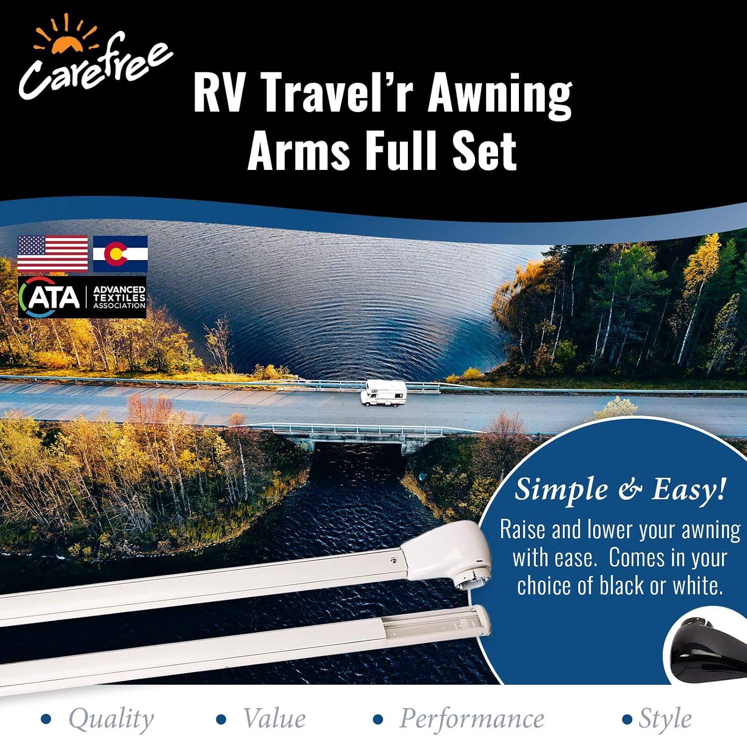 Carefree Travel'r Adjustable Pitch RV Awning Hardware Set - Black - Image 3