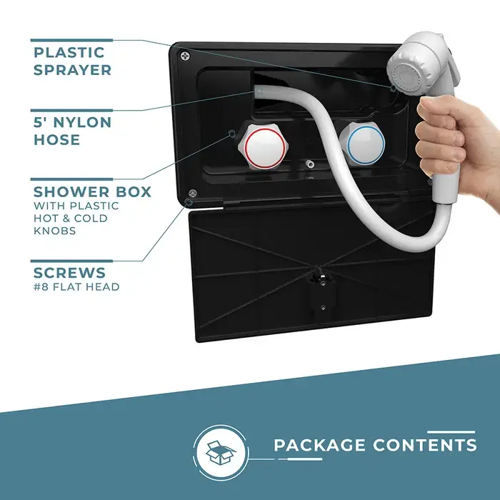 ITC Fontana Exterior Shower Box Kit Faucet with Shower Head - Black - Image 6